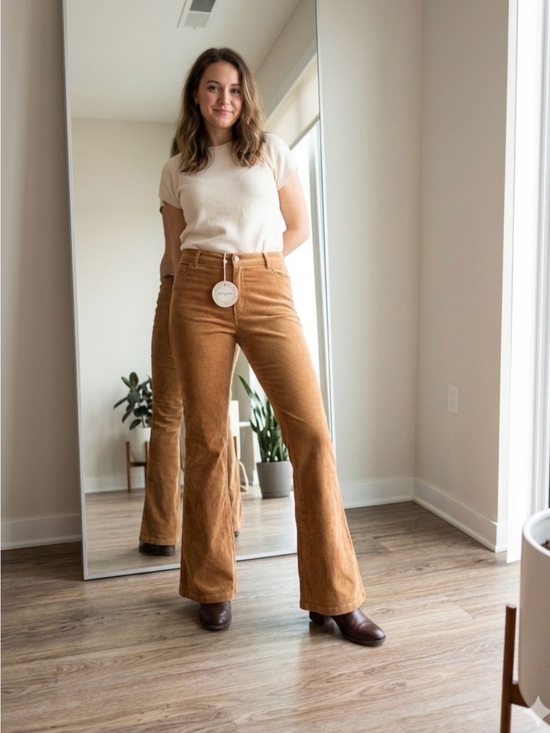Umgee Denim - Umgee Corduroy Flare Jeans in Camel Flare waist 18’